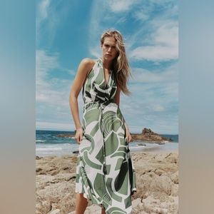 🆕Zara Printed Halter dress | Green/ White | 2183/247